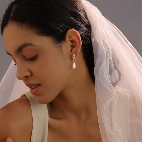 Gold Earrings for Women, 14K Gold Plated Tassel Dangle Earrings for Women Trendy Hypoallergenic Long Chain Earring Dainty Pearl Drop Earrings Elegant Wedding Earring Fashion Jewelry for Womens - color: Gold-Style 11