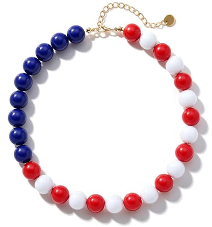 Chunky Beaded Necklace for Women 16mm Round Bead Resin Modern Statement Necklace Jewelry Accessories - color: colorful 06