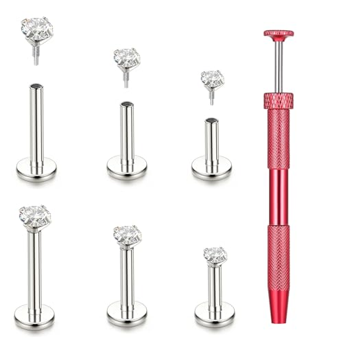 16G 18G Flat Back Earring Nose Ring Stud Piercing Jewelry - color: silver, size: 18G