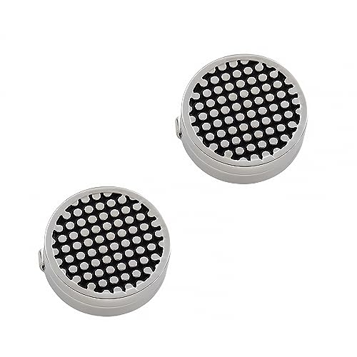 Mens Button Covers Tuxedo Shirt Cufflinks Alternative | Fake cufflinks and alternative fashion jewelry accessories for mens formal business dress shirts suits and groomsmen - color: A black Silvery