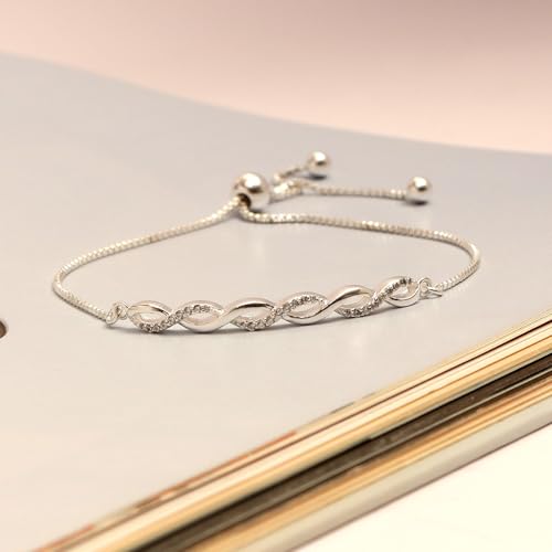 Charmsy 925 Sterling Silver Sliding Bolo Bracelet for Women | Women's Italian Handmade Adjustable Bolo Bead Ball Slider Bracelet - style: Infinity Twisted Bolo