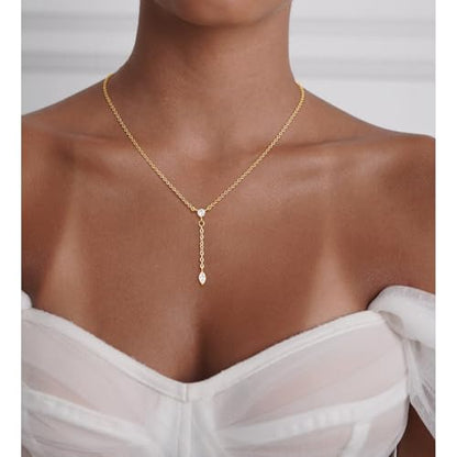 VIROMY Gold Long Y Necklaces for Women Trendy - Dainty Lariat Chain Drop Pendant Necklace for Women Gold Statement Jewelry - color: Y Necklace 03