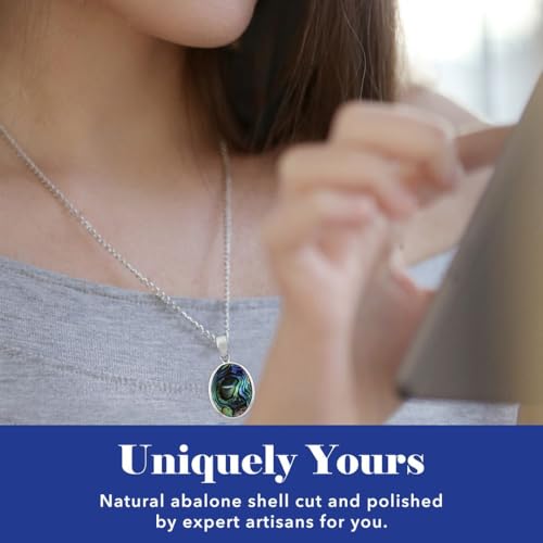 Shop LC 925 Sterling Silver Boho Abalone Shell Pendant | Teardrop Shape, Coastal, Beach Jewelry - color: Abalone # 05