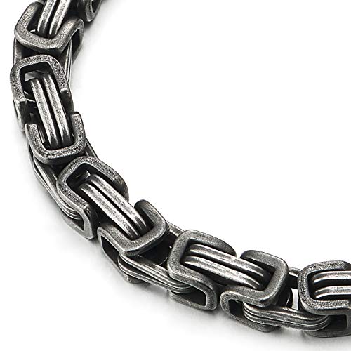 COOLSTEELANDBEYOND Mens Women New Stainless Steel Braided Link Bracelet Polished - color: F-Metal Color: Old Metal