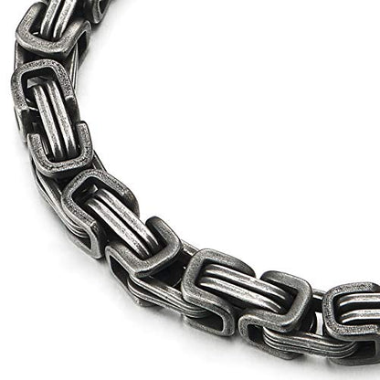 COOLSTEELANDBEYOND Mens Women New Stainless Steel Braided Link Bracelet Polished - color: F-Metal Color: Old Metal