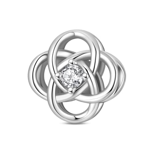925 Sterling Silver Charms for Bracelets Necklaces Dangle Pendant With 5A Cubic Zirconias Bead Charm for Women DIY Jewelry - style: concentric knot charm