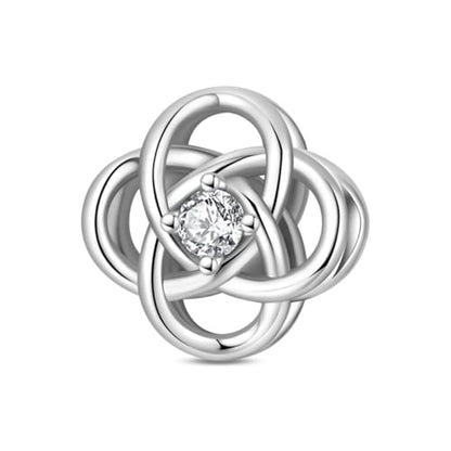 925 Sterling Silver Charms for Bracelets Necklaces Dangle Pendant With 5A Cubic Zirconias Bead Charm for Women DIY Jewelry - style: concentric knot charm