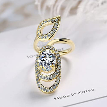 Holibanna Adjustable Open Fingernail Ring with Rhinestone Crystal Decoration Nail Art Charm for Women Party and Dance Finger Jewelry