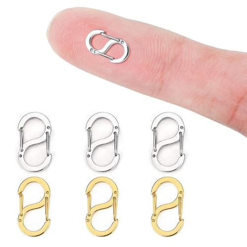 6 Pcs Double Opening Lobster Clasp, Double Opening Shortener Clasp Necklace Clasp and Closures Stainless Steel Clasps for Jewelry Making Necklace Clasps and Closures Bracelet Clip, 6 mm x 12 mm - size: 6 mm x 12 mm