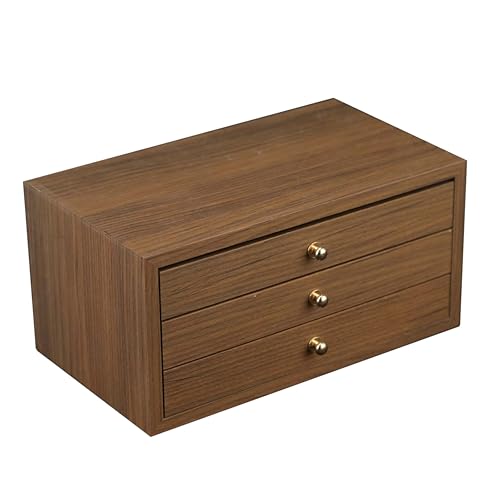 Wooden Jewelry Box Organizers and Storage for Girls Women 3 Drawers Multi-Layer Storage Case for Rings Earrings Necklaces Bracelets Vintage Box