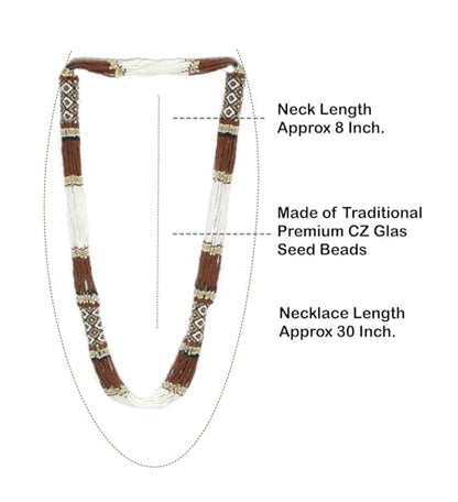 Layered – Boho Native American Style Layered Beaded Necklace– Ukrainian beaded Necklace Native Handmade Seed Bead Necklace Tribal ethnic beaded Necklace for Women (Tuquoise) - color: Brown & Cream
