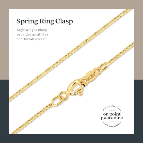 KEZEF 18K Gold Plated 925 Sterling Silver Box Chain Necklace for Women, 1mm Thin & Sturdy Italian Chain Necklace, Rose Gold & Silver Available, 15/16/18/20/22/24/30 - Inch - color: Gold, size: 16 Inch