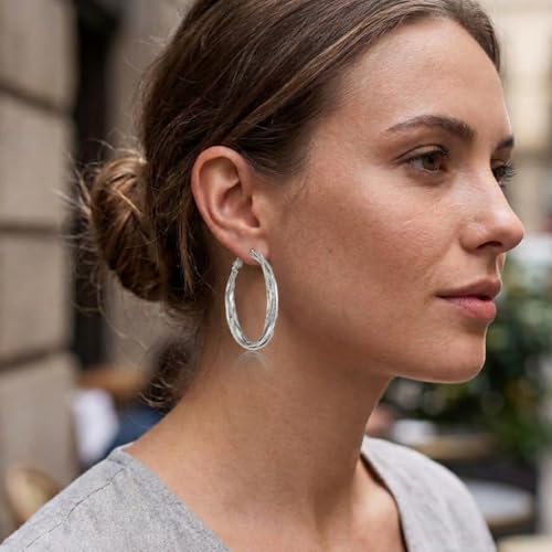 Dangle Flower Gold Earrings for Women, Trendy Statement Hoop Earrings, Gold Floral Drop Earrings Jewelry for Gifts - color: Curved - 925 Silver