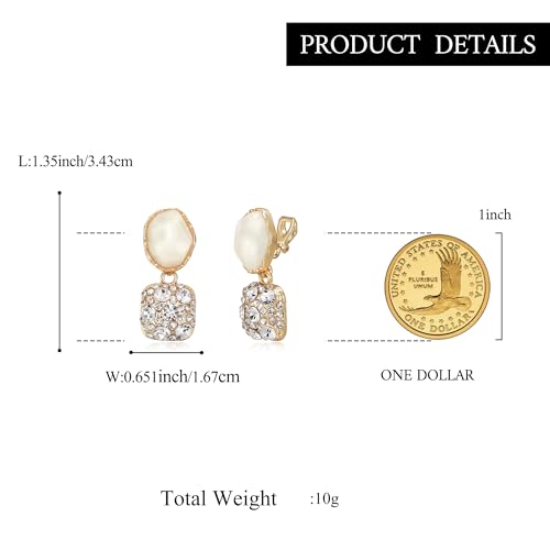 Gorgeous Shiny Rhinestones Square Irregular Stone Dangle Earrings for Women Bride Bridesmaid Party Prom Jewelry Accessories - style: Gold-Tone Clip