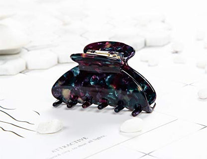 Handmade Celluloid Acetate French Design Barrettes Tortoise Shell Claws Hair Claw Luxury Fashion Accessories Hair Clip for Women (Black) - color: Black