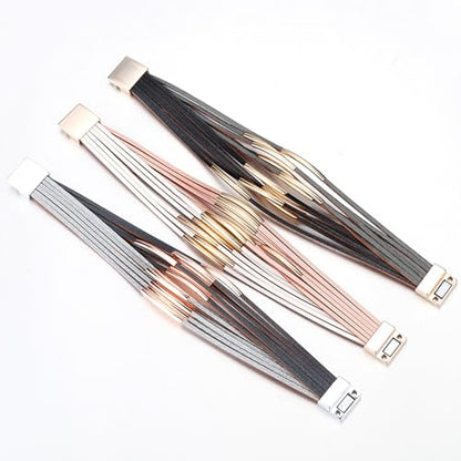 Fesciory Leather Wrap Bracelets for Women, Boho Western Layered Jewelry | Layered leather cuff bracelets, Easy on and off, Boho western style, Daily wear, Gift for women - color: Champagne 1