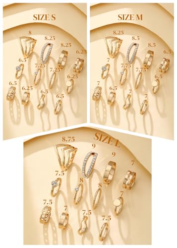 12 Pcs Gold Stackable Rings for Women,Dainty 14k Plated Gold Knuckle Ring Set with Cubic Zirconia Hypoallergenic No-Tarnish Gold Joint Rings Jewelry Gift for Women