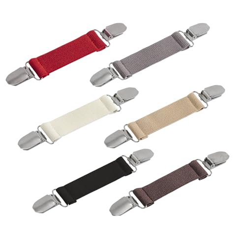 6 Pieces Dress Clips Back Cinch Set,5.5inch Scarf,Sweater,Clothes,Shawl,Retro Cardigan Collar,Travel Hat,Dress Shirt Brooch Clip for Women Girl Decor - color: Black, Off-White, Grey, Brown,Light Coffee, Red