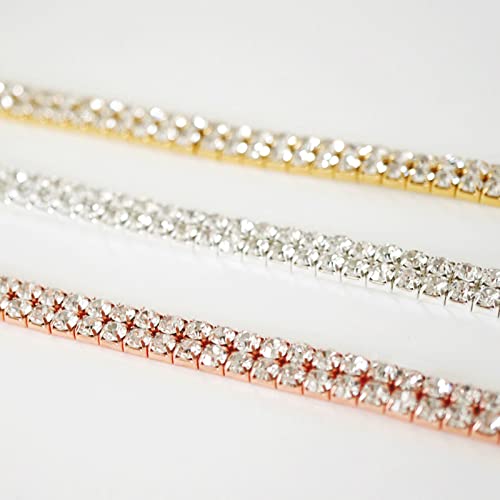 Luxval Tennis Necklace 14K Gold Plated Rhinestone Butterfly Choker Necklaces for women Dainty Zirconia Cut Faux Diamond chain 3mm - color: Rose Gold-2Row