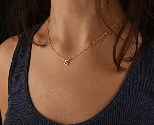Small Initial Necklace 18K Gold Plated Stainless Steel Tiny Letter Necklace Personalized Monogram Name Necklace for Women - style: Gold E