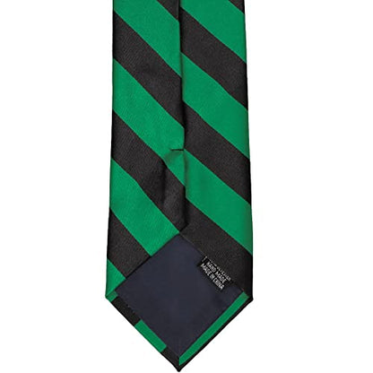 tiemart Men's Striped Tie Standard Length - color: Kelly Green and Black
