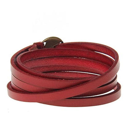 2 Multilayer Five Circles Leather Bangle Wrap Bracelet Wristband