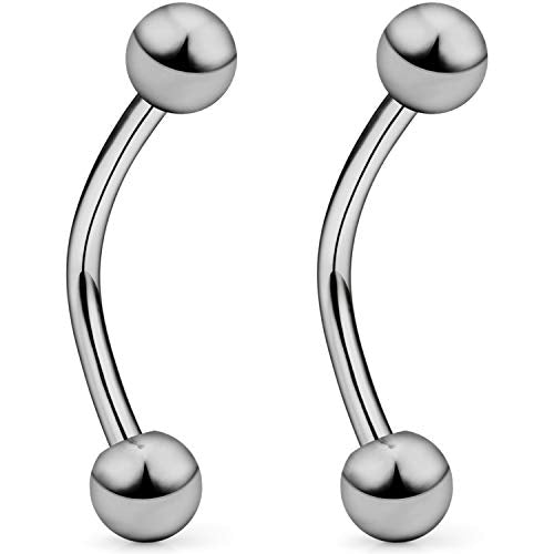 SCERRING 2-8PCS 16G G23 Titanium Curved Eyebrow Barbell Tragus Helix Ear Belly Lip Nipple Tongue Ring Body Piercing Jewelry 6-16mm - style: 2PCS - 16mm