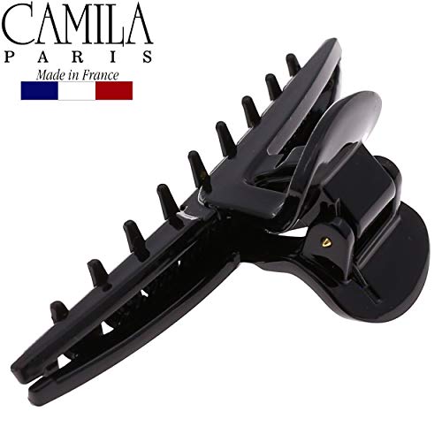 Camila Paris CP2661 French Hair Clip for Women, Narrow, Strong Hold Grip Double Teeth Girls Hair Claw Clips Jaw, Fashion Durable Styling Hair Accessories for Women, Made in France - color: Black 3.25"