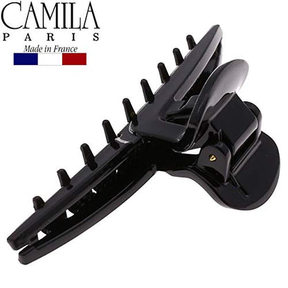 Camila Paris CP2661 French Hair Clip for Women, Narrow, Strong Hold Grip Double Teeth Girls Hair Claw Clips Jaw, Fashion Durable Styling Hair Accessories for Women, Made in France - color: Black 3.25"