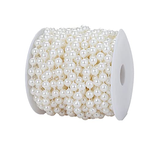 8mm Crafts Faux Pearl Beads Garland Pearl Bead Roll Strand of Pearls to Decorate Floral Centerpieces Wedding Party Favor Christmas Tree(33 Feet Ivory) - color: Ivory, size: 8 mm