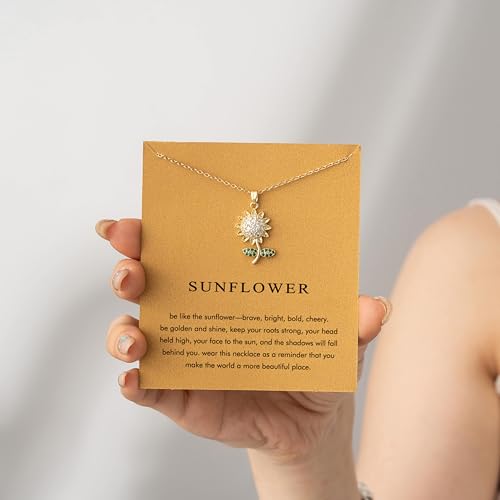 Baydurcan Dainty Gold Necklace for Women Ankh Mom Jesus Sun Star Necklace | 14K Gold Plated Pendant Necklaces Gifts for Friends Sister Mother, Birthday, Christmas, Graduation, Inspirational Gifts - style: Sunflower