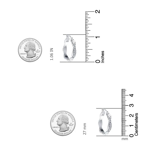 LeCalla Sterling Silver Hoop Earrings for Women | Lightweight Silver Chunky Hoop Earrings | Handmade Electroform Hollow Italian Design Click-Top Earrings Hoop - color: CZ Antique Texture