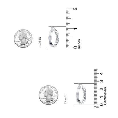 LeCalla Sterling Silver Hoop Earrings for Women | Lightweight Silver Chunky Hoop Earrings | Handmade Electroform Hollow Italian Design Click-Top Earrings Hoop - color: CZ Antique Texture