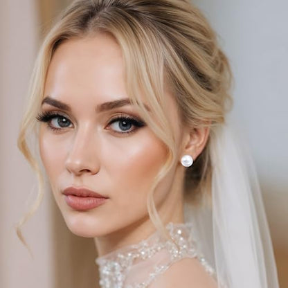 JJUNW 24 Pairs Pearl Earrings for Women, Pearl Earrings Stack, Mixed Size Pearls Earring Pack Fake Pearling Stud Ear Stack, Big Pearls Ear for Bridal Wedding Christmas Jewelry