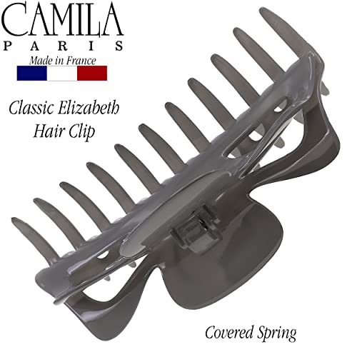 Camila Paris CP3502 French Large Hair Clips for Women Thick Long Curly Wavy Hair, Girls Claw Clip, Durable Styling Big Clip Strong Hold No Slip Grip, Made in France, Gray 6/'' - color: Gray 6"