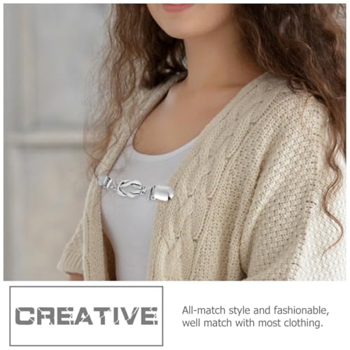 2pcs Vintage Retro Cardigan Clips for Women Silver Alloy Collar Clasps with Exquisite Antique Style, All-match Brooches to Add Elegance for Sweaters and Jackets