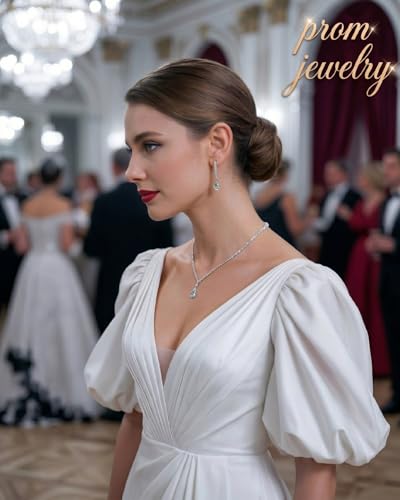 STONEFANS Gold/Silver Jewelry Sets for Women - Dainty Silver Rhinestone Necklace Earring Set Crystal Wedding Jewelry Sets for Brides Prom Accessories Bridesmaid Gifts - color: Silver