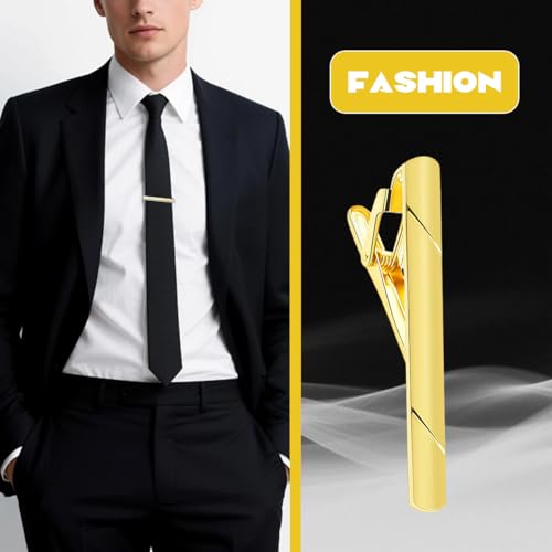 Erioctry Mens Stainless Steel Tie Clips Minimalist Necktie Tie Bar Clasp Clip Clamp Pins Best Gift For Men Business Party Wedding Best Gift and Daily Life - color: Gold