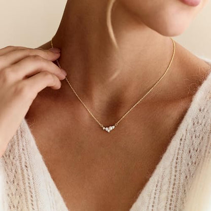 Pearl Necklaces for Women,Dainty Gold Pendant Necklaces Waterproof Jewelry | 14K Gold Plated Pearl Necklaces,Dainty Elegant Wedding Necklace,Small Cute Adjustable Minimalist Necklace,Non Tarnish Jewelry - color: GOLD-15