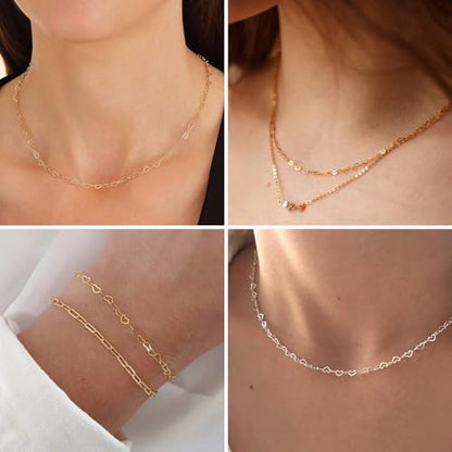 16.5FT Stainless Steel Heart Chain 2.5MM Silver Chain for Jewelry Making | Dainty Heart Link Chains Roll Bulk for Necklace Bracelet Crafts - color: stainless steel color(2.5mm)