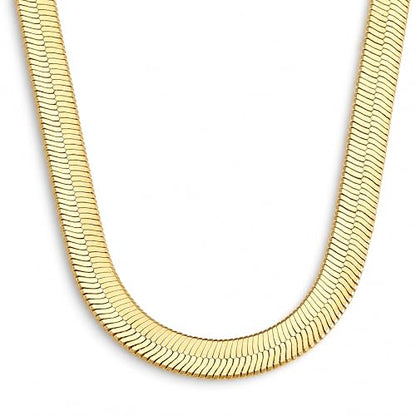 DEARMAY 14K Gold Plated Herringbone Necklaces for Women, Dainty Gold Snake Choker Chain Non Tarnish Trendy Simple Thin & Chunky Options Neckalce 1.5/3/5/6/8mm Chain Jewelry for Gifts - color: Gold