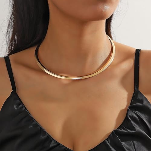 Collar Necklace for Woman Trendy Silver Choker Necklaces for Woman Statement Open Round Collar Choker Necklace - style: Style 5