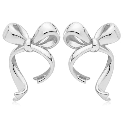 Gold Silver Bow Drop Earrings for Women Long Tassel Chain Bow Earrings Ribbon Bowknot Dangle Earrings Jewelry Gifts - color: Silver Bow C
