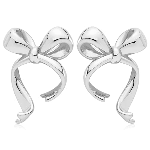 Gold Silver Bow Drop Earrings for Women Long Tassel Chain Bow Earrings Ribbon Bowknot Dangle Earrings Jewelry Gifts - color: Silver Bow C
