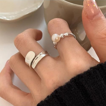 Roe Dolph Chunky Gold Rings for Women Stackable Statement Ring Set | Mixed sculptural shapes and polished surfaces create bold stacking combinations for parties dinners and everyday outfits - color: A9