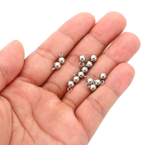 PATIKIL 50pcs Steel Bead Charm, Stainless Steel Ball Bracelet Charm Pendants Metal Round Beads Small Bulk for Jewelry Making - color: Silver Tone, size: 5mm