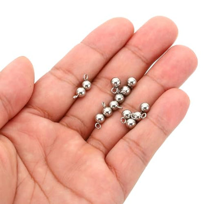 PATIKIL 50pcs Steel Bead Charm, Stainless Steel Ball Bracelet Charm Pendants Metal Round Beads Small Bulk for Jewelry Making - color: Silver Tone, size: 5mm