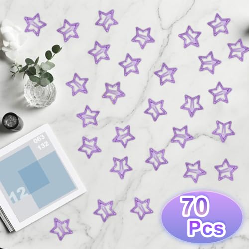 70 Pcs Metal Glitter Snap Hair Clips for Women,Small Snap Barrettes for Women Girls Thick Fine Hair (Purple) - color: Purple