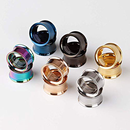 Set of 12 pcs Stainless Steel Ear Plugs Large Double Flare Alloy Gauges Stretching Screw Fit Tunnels Gauge 2g - 1 inch - size: 10mm