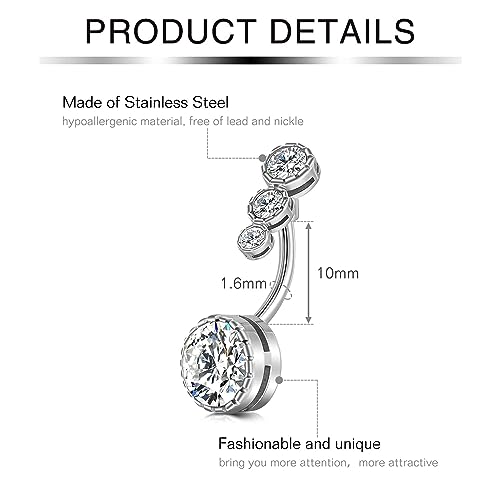 Briana Williams Belly Button Ring Belly Rings Belly Button Piercing Gold Belly Button Ring for Women Clicker Belly Ring Belly Piercing Stainless Steel 14g 10mm Blley Navel Rings Piercing Jewelry - color: A1 -10pcs